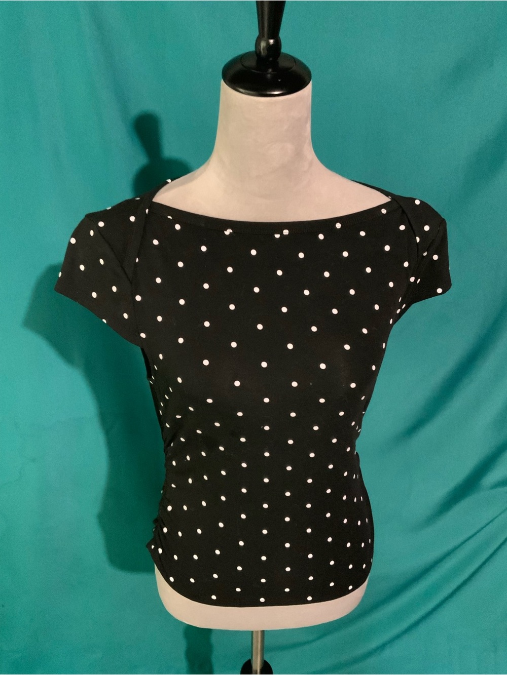 Cider Black and White Polka Dot Boatneck Top